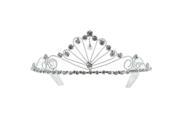 Kate Marie Elena Classic Rhinestones Crown Tiara with Hair Combs in Silver