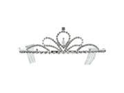 Kate Marie Luna Classic Rhinestones Crown Tiara with Hair Combs in Silver