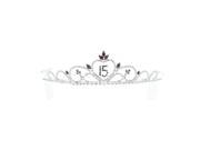 Kate Marie Joy Sweet 15 Rhinestones Crown Tiara Headband with Hair Combs in Purple