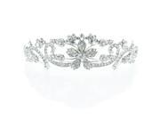 Kate Marie Effa Rhinestone Crown Tiara Headband in silver