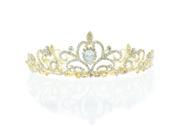 Kate Marie Osie Rhinestone Crown Tiara Headband in Gold