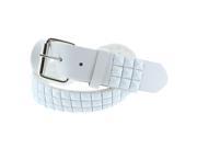 Faddism Men s Genuine Leather White Pyramid Studded Belt Small