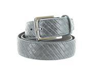 Faddism Unisex Weave Embossed Genuine Leather Belt Grey Large