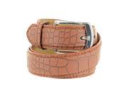 Faddism Unisex Croc Embossed Genuine Leather Belt Brown Medium