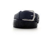 Faddism Unisex Croc Embossed Genuine Leather Belt Black Large