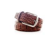 Faddism Unisex Croc Embossed Genuine Leather Belt Brown Extra Large