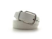 Faddism Unisex Croc Embossed Genuine Leather Belt White Medium