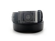 Faddism Men s Genuine Leather Belt with Lion Head Plate Buckle Black Small
