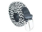 Faddism Unisex Contrasting Color Braided Stretch Belt Black Small