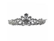 Kate Marie 10573 Rhinestone Crown Tiara Headband in Silver
