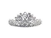 Kate Marie 8821 Rhinestone Crown Tiara Headband in Silver