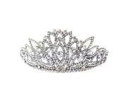 Kate Marie 8814 Rhinestone Crown Tiara Headband in Silver