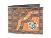 LL Fashion Men s Leather Bifold Wallet with Star Metal Emblem in Brown