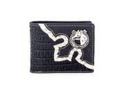 Faddism YL Series Men s Leather Horse Head Horseshoe Emblem Textured Studded Bifold Wallet
