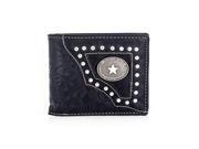 Faddism YL Series Men s Leather Star Emblem Textured Studded Bifold Wallet