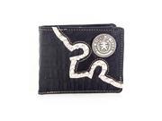 Faddism YL Series Men s Leather The State of Texas Star Emblem Textured Studded Bifold Wallet