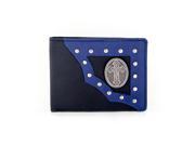 Faddism YAALI Series Men s Genuine Leather Cross Symbol Emblem Studded Bifold Wallet