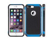 Apple Iphone 7 Plus Tough Hybrid Case Black TPU Blue PC With Carbon Fiber Finish