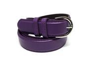 Faddism Women s Double Looped Genuine Leather Belt Chrome Buckle Darla Purple M