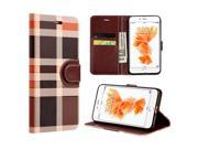 Apple Iphone 7 Plaid Wallet With Card Slot Brown