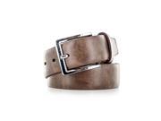 Faddism Men s Genuine Leather Belt Squared Silver Buckle Brown S