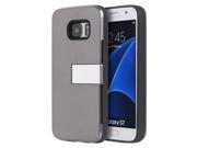 Samsung Galaxy S7 Moderne Series Luxury Card Holder Hybrid Case With Silver Stand Gray
