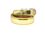 Faddism Women s Double Looped Genuine Leather Belt Chrome Buckle Darla Gold XL
