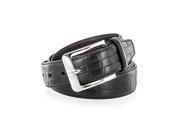 Faddism Men s Textured Threaded Design Genuine Leather Belt With Metal Buckle Black XL