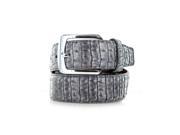 Faddism Men s Genuine Leather Lizard Skin Textured Belt With Silver Buckle Grey S