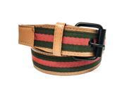 Faddism Unisex Tricolor Canvas Center Leather Belt Signis Tan Green Red S
