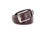 Faddism Men s Textured Threaded Design Genuine Leather Belt With Metal Buckle Brown XL