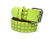 Faddism Unisex Pyramid Studded Leather Belt Grass Baby Green S