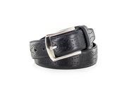 Faddism Men s Textured Threaded Design Genuine Leather Belt With Metal Buckle Black XL