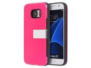 Samsung Galaxy S7 Moderne Series Luxury Card Holder Hybrid Case With Silver Stand Hot Pink