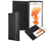 Apple Iphone 6 6S Low Profile Ultra Slim Flip Leather Case W Extended Weight Cover Black