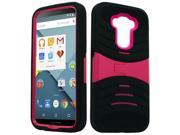 XL LG G4 Armor Case w Stand Black SK Hot Pink PC