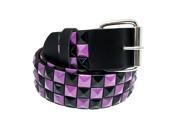 Faddism Unisex Checker Pyramid Studded Leather Belt Bishop Black Purple S