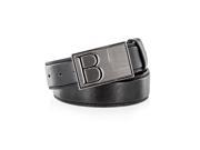 Faddism Men s Genuine Leather Belt Initial B On Rectangle Framed Buckle Black S