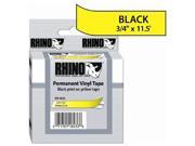 Dymo RhinoPRO 18433 Label Tape 0.75 Width x 18.04 ft Length Rectangle Black Yellow Vinyl 1 Each