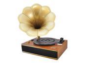 Classic Horn Phonograph Turntable With USB To PC Connection And Aux In Mahogany