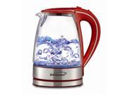 Brentwood KT 1900R Royal Glass Stainless Steel Blue LED Cordless Electric Hot Water Kettle
