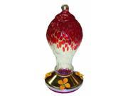 Textured Glass Hummingbird Feeder With Metal Base Red