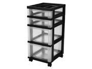 Iris IRS116827 Mini Chests 4 Drawer 12 .06in.x14 .25in.x26 .44in. Black