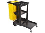 Rubbermaid Commercial Products RCP617388 Janitor Cart 8in. Wheels 4in. Casters 21 .75in.x46in.x38 .38in. Black