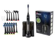 Pursonic S520BK Sonic movement Rechargeable Electric Toothbrush W BONUS 12 Brusheads 2 Tongue cleaners 2 interdental brush heads and 2 floss holders