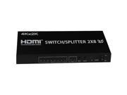 4XEM 2x8 Port HDMI Splitter Switcher Supports 3D 4K 2K