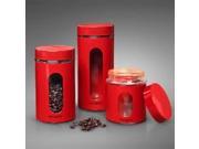 Gibson 92011.03 Mr. Coffee Java Bar Glass Canister Set Red