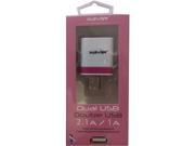 XAVIER PROFESSIONAL CABLE WALL USB2 PK Pink USB Wall Charger 2 Ports