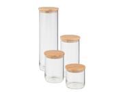 HONEY CAN DO KCH 06527 Jar Storage Glass Bamboo 4pc KCH 06527