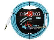Pig Hog daphne Blue Woven Jacket Tour Grade Instrument Cable 10 Foot Right Angle